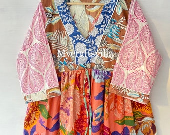 New Blockprint Patchwork Dress, summer special for, casual Dress, gown and maxi Dress, handmade dresses