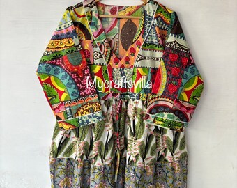 Block Print Cotton Dress, Patchwork Dress, Women Wear Dress, Long Dress, Summer wear Dress , Boho Dress, Hand Print Dress, Gifts For Her