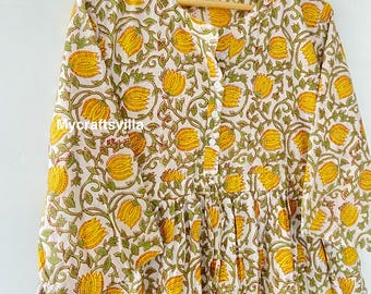 Block print Cotton Dress , Hand Print Dress, Gown and maxi Dress , Long and short Dress , Summer wear Dress, Cotton Dress for woman ,Gifted