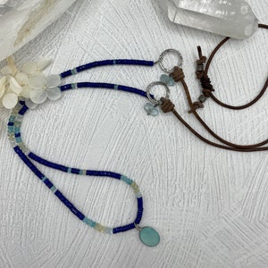 Lapis Lazuli, Aquamarine, Apatite necklace, Sundance Style, Genuine Gemstones, Layering Necklace, Blue Gemstone, Boho Jewelry, Gift for her