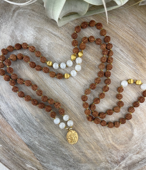 Hand knotted Moonstone Ganesh Mala Hand knotted Moonstone Ganesh Mala