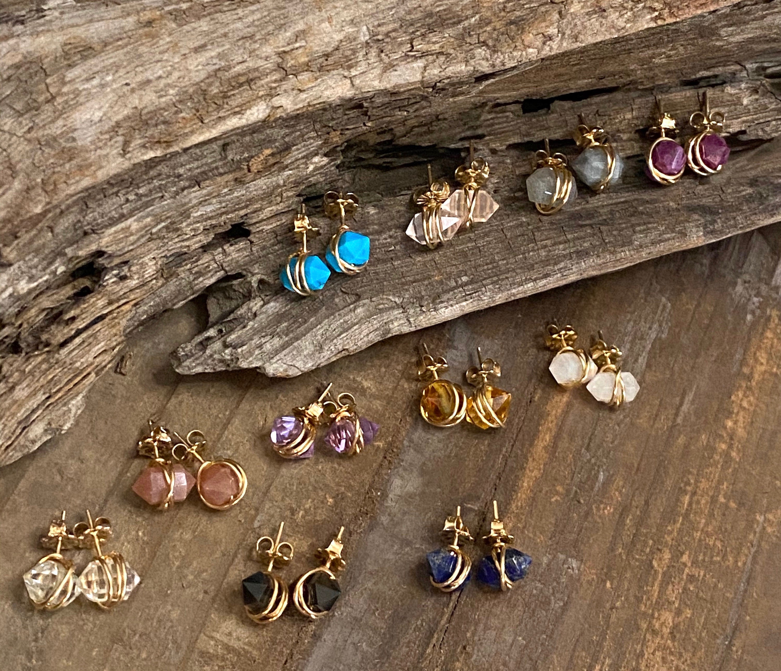 Rose Quartz Stud Earrings 14k Gold Filled Dainty Earrings - Etsy