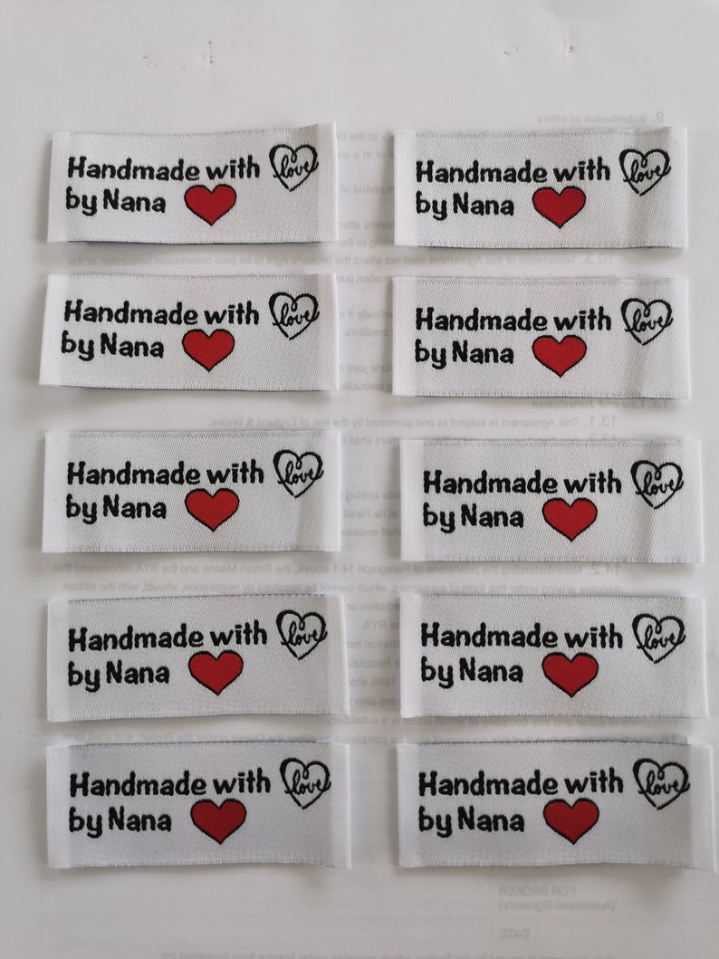 10 Handmade With Love by Nana Woven Sewing Label Tags Etsy