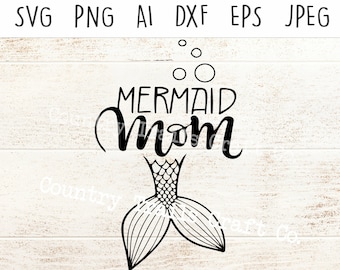 Mernaid mamá SVG vector descargar - nadar - Cumpleaños - Descarga digital - DIY - Artesanía - Archivo Cricut - Sillhouette - PNG - dxf - Regalo - camisa