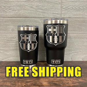 FC Barcelona Personalized Custom Engraved Tumbler cup - YETI 20oz or 30oz Tumbler Gift Idea  Business  Unique 201
