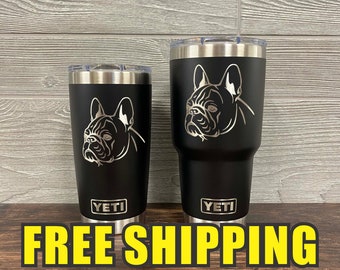 French Bulldog Personalized Custom Engraved Tumbler cup - YETI 20oz or 30oz Tumbler Gift Idea  Business  Unique 82