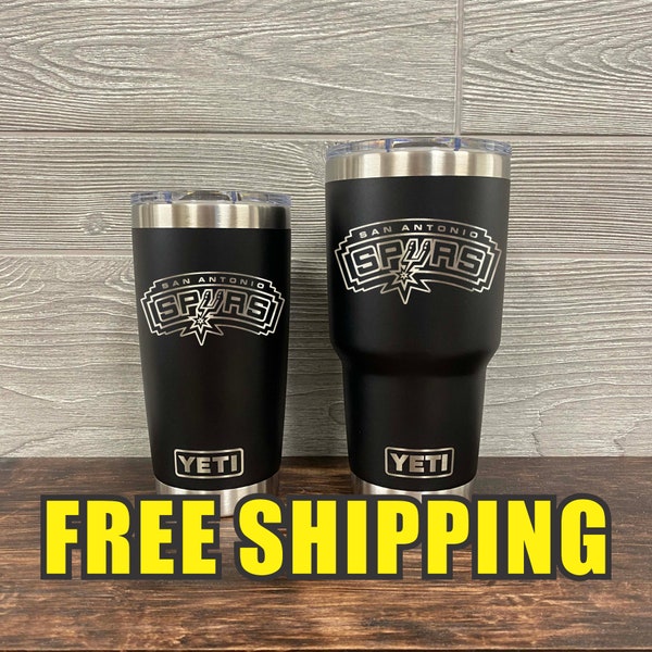 San Antonio Spurs Personalized Custom Engraved Tumbler cup - YETI 20oz or 30oz Tumbler Gift Idea  Business  Unique 304