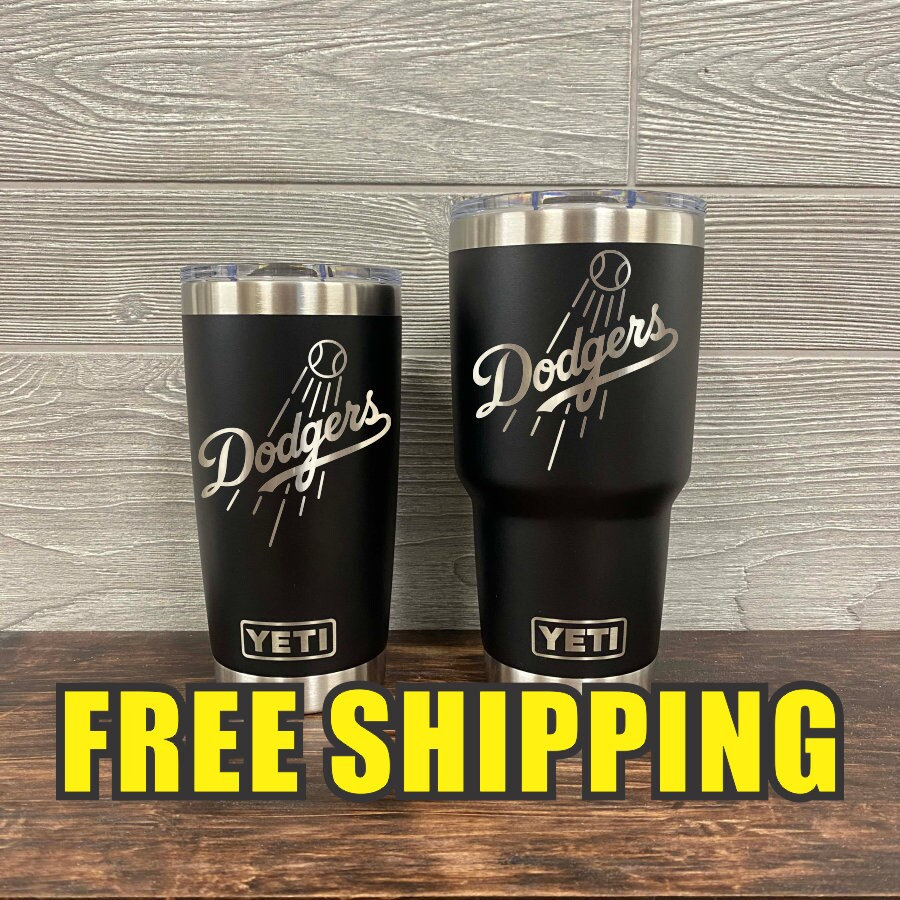 LA DODGERS YETI Laser Engraved Tumblers and Can Colsters, 2-Side Engraving