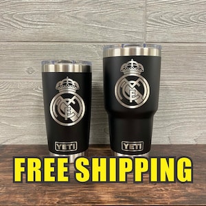 Real Madrid FC Personalized Custom Engraved Tumbler cup - YETI 20oz or 30oz Tumbler Gift Idea  Business  Unique 143
