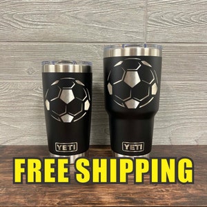 Soccer Ball Personalized Custom Engraved Tumbler cup - YETI 20oz or 30oz Tumbler Gift Idea  Business  Unique 167