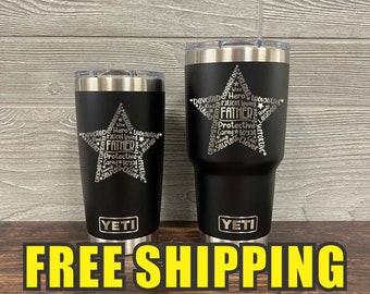 Star Word Father Dad Personalized Custom Engraved Tumbler cup - YETI 20oz or 30oz Tumbler Gift Idea   Unique 85