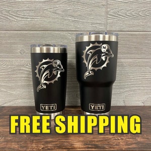 Miami Dolphins Personalized Custom Engraved Tumbler cup - YETI 20oz or 30oz Tumbler Birthday Gift  Business  Unique 178