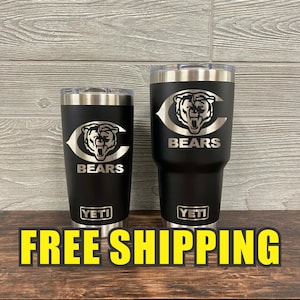 Chicago Bears Personalized Custom Engraved Tumbler cup - YETI 20oz or 30oz Tumbler Gift Idea  Business  Unique 48