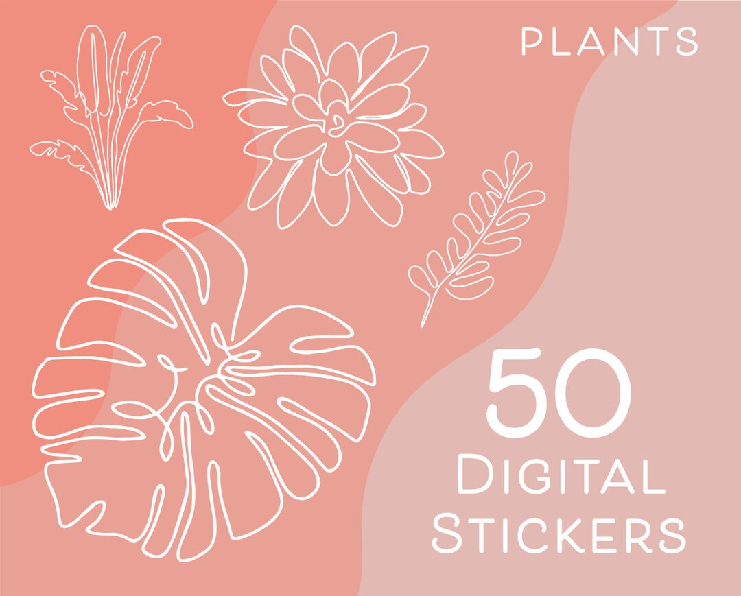 50+ PLANTS & ABSTRACT COLOR Digital Planner Stickers for iPad Goodnotes ...