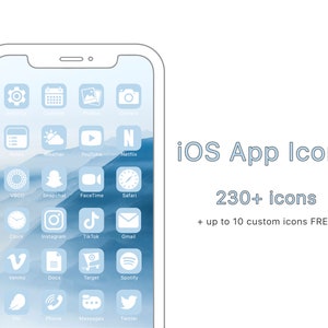 iOS 14、iOS 15 向けの 230 種類以上のベビーブルーのカスタム アプリ アイコン、ミニマリストの美しいホーム画面の iPhone アプリ アイコン
