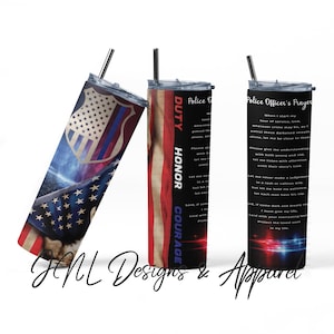 Police Officer - Blue Line - Skinny Tumbler -  Straight File -  Digital - Design - PNG - Instant Download - Wrap - Waterslide