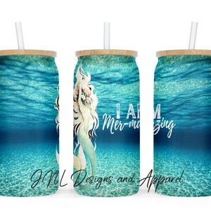 Mermaid, Ocean, Mermazing, 16oz Glass Can,  PNG File, Instant Download, Digital Design, Wrap,