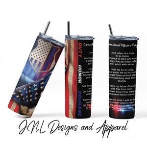 Correctional Officer 2 - Blue Line - Skinny Tumbler -  Straight File -  Digital - Design - PNG - Instant Download - Tumbler Wrap