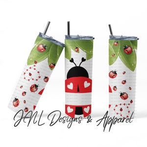 Lady Bug, Digital PNG File,  Skinny Tumbler Straight File,   Skinny Tumbler Tapered File, Instant Download, Waterslide, PNG