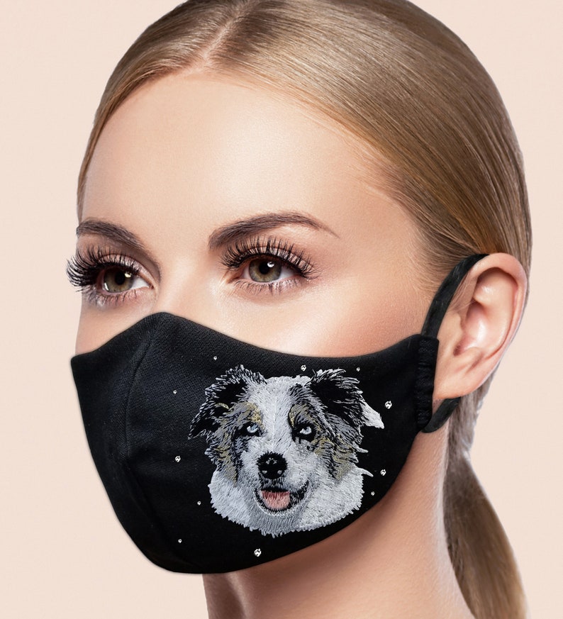 4 Masks Total Australian Shepherd Custom Face Mask with Filter Etsy