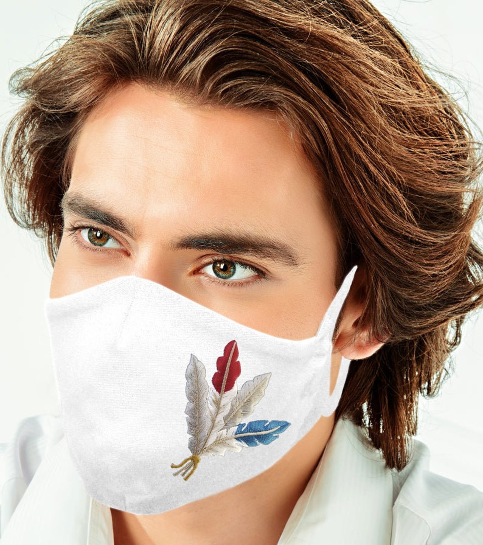 Custom Feather Face Mask with Filter Pocket Embroidery Etsy