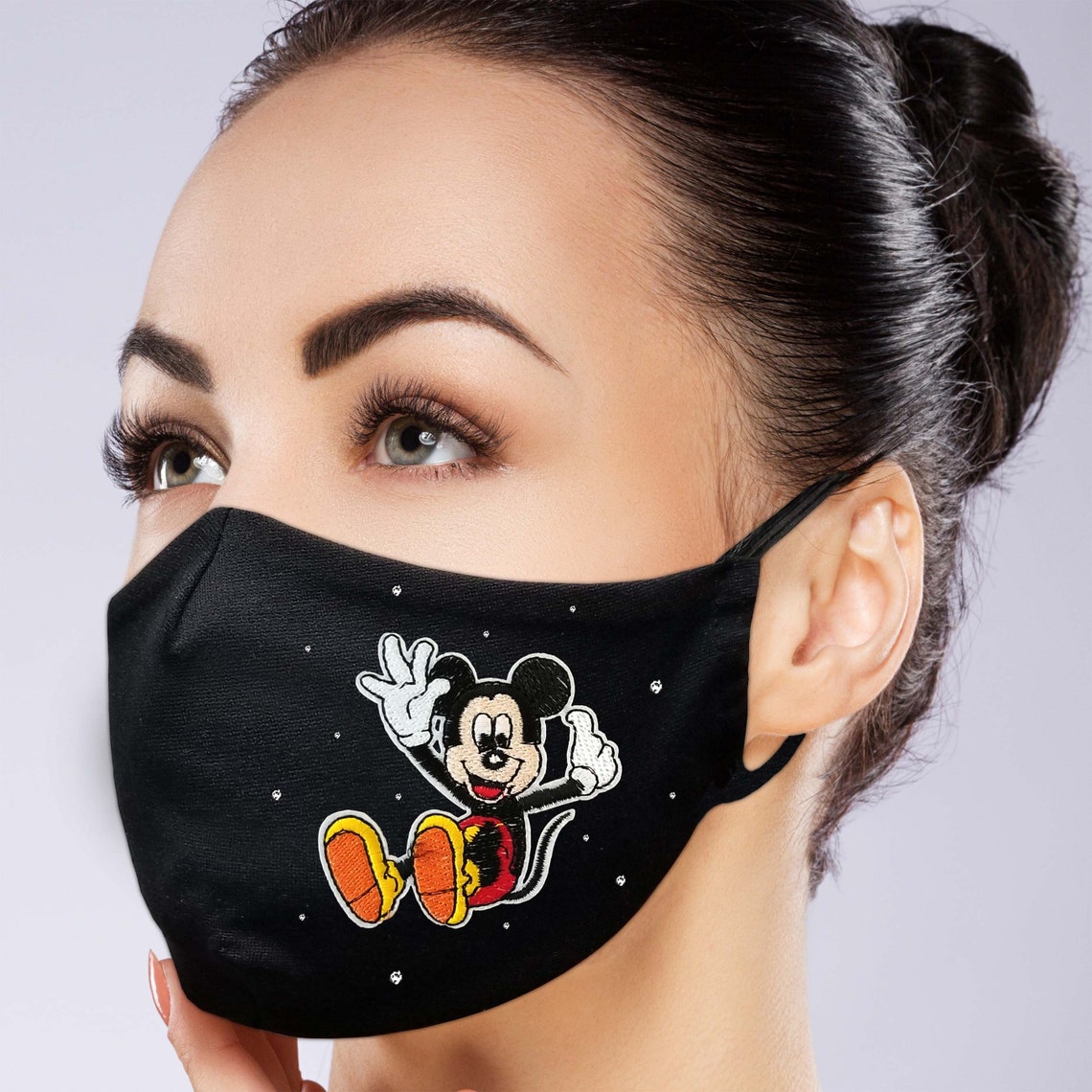 Mickey Mouse Face Mask con bolsillo de filtro bordado Etsy