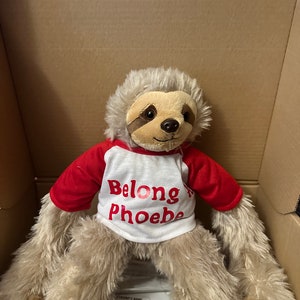 Weighted Sloth 16” can be personalised with t-shirt.   Weighted soft animal, suitable for Adhd, Autism, Anxiety and lots more