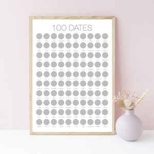 100 Dates Scratch Off Poster Engagement Gifts, Couples Gift, Anniversary Gift for Couples, Birthday Gifts for Her, Wedding Gift image 1