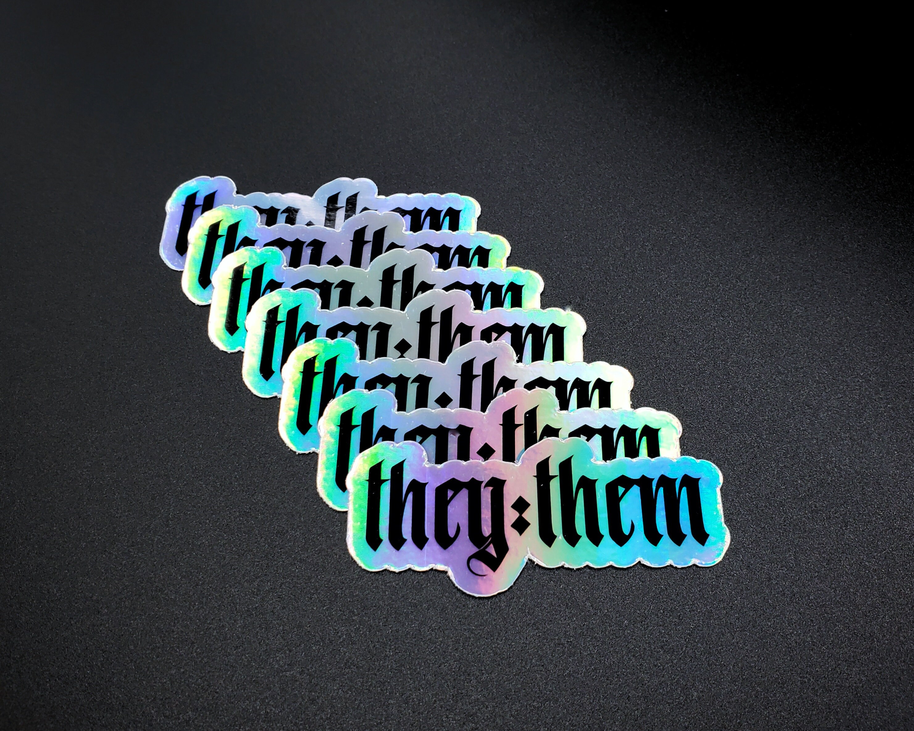 They:Them Pronoun Holographic Pride Sticker