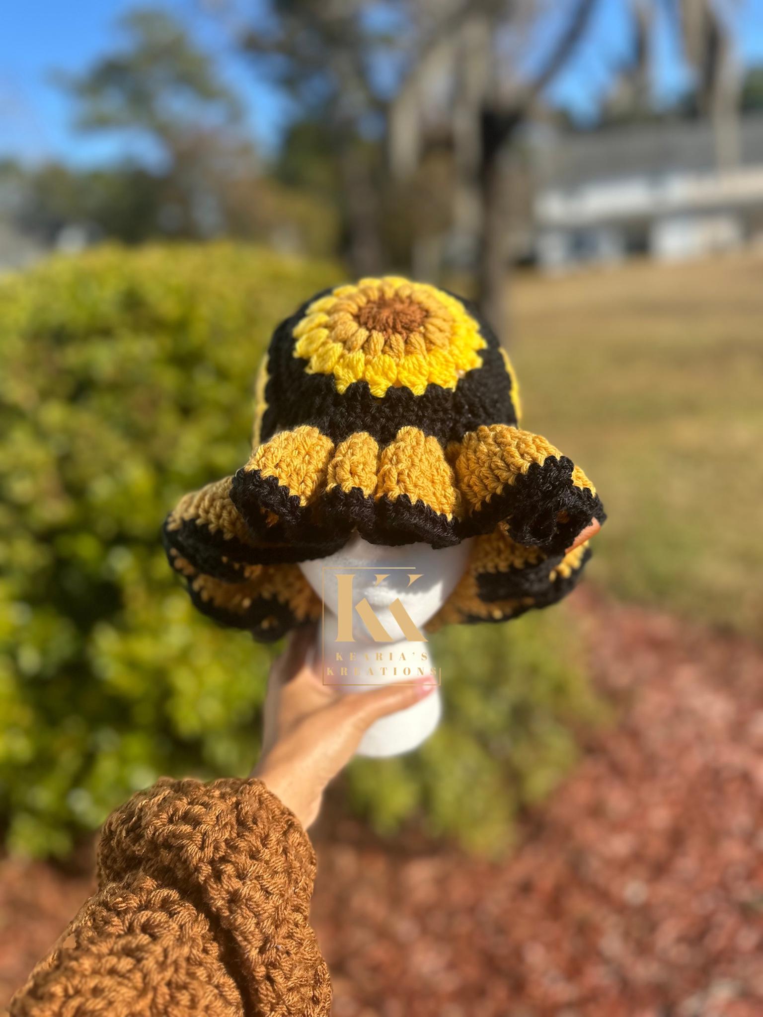 Charming Crochet Sunflower Hat - Cream and Yellow Sunflower crochet bucket hat pattern main image 3