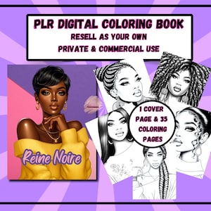 Coloring Book |Black women |PLR coloring books for resell rights |African American Women coloring pages |Commercial use adult coloring pages