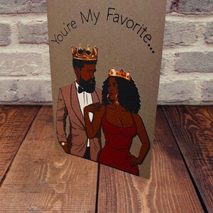 Tu es mon préféré - Amour noir | Anniversaire | Salutations afro-américaines | Carte de la Saint-Valentin | Carte de vœux noire | Amour