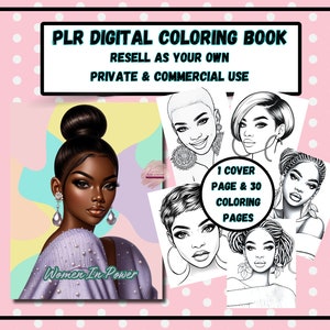 Coloring Book |Black women |PLR coloring books for resell rights |African American Women coloring pages |Commercial use adult coloring pages