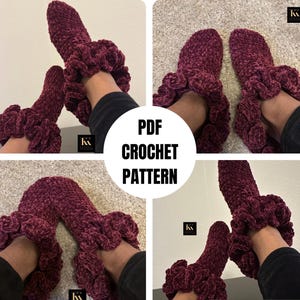 Velvet Ruffle Crochet Socks Pattern | Crochet Pattern | Crochet sock Pattern| Crochet | Crochet Footies Pattern| Crochet Slippers Pattern