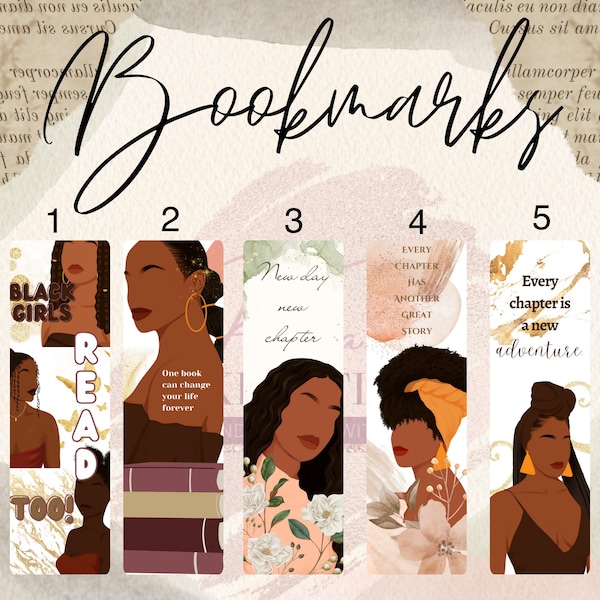 Bookmarks for Black Women | Melanin Bookmarks | African American Readers | Bookmarks for Black Women | Black Girl Bookmark Bundle