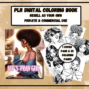 Coloring Book |Black women |PLR coloring books for resell rights |African American Women coloring pages |Commercial use adult coloring pages