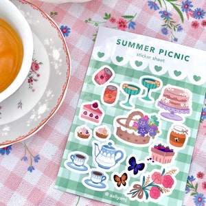Summer Picnic - Sticker Sheet | Cute Stationary | Cottagecore Gift | Scrapbooking | Kawaii
