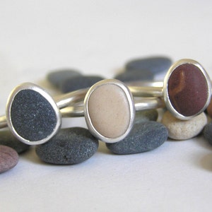 Scottish Coloured Pebble Ring Tiny Custom made in your size. Handmade in Recycled Sterling Silver, Colonsay Pebble Ring Coloured.