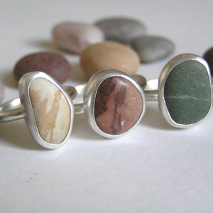 Scottish Coloured Pebble Ring Custom made in your size. Handmade in Recycled Sterling Silver, Colonsay Pebble Ring Coloured.