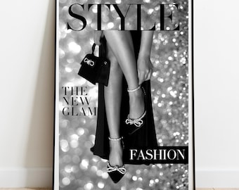 Vogue Wandkunst, digitaler Download, Mode, Trendy, schwarz und weiß, Wohnung Dekor