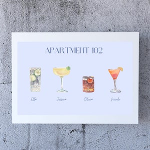 Roommates as Drinks, Customizable Poster, College Roommate Print, Apartment Decor, Digital Download, Watercolor
