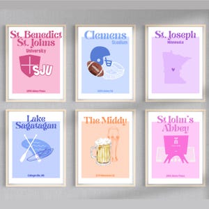 College of St. Benedict & St. Johns University, Pack of 9, Wall collage, Digital Download, Trendy Apartment Decor