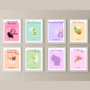 Carteles de UW La Crosse, paquete de 13, mezclar y combinar, descarga digital, arte de pared de apartamentos de moda