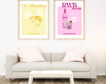 UW Milwaukee, Pack of 2, Digital Download, Apartment Decor, Trendy Prints