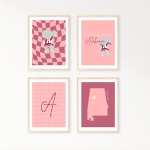 University of Alabama, Pack of 4, Roll Tide, Apartment Decor, Trendy College Prints