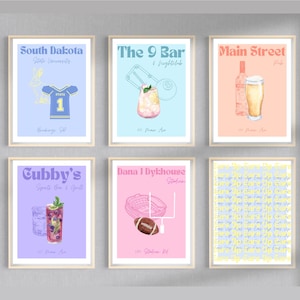 Universidad Estatal de Dakota del Sur, paquete de 6, collage de pared, descarga digital, decoración de apartamentos de moda, SDSU, Jack Rabbits