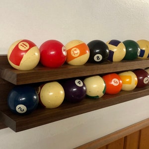 Handmade Hardwood Pool Ball Rack: Wall Mount Billiard Shelf - Pool Ball ...