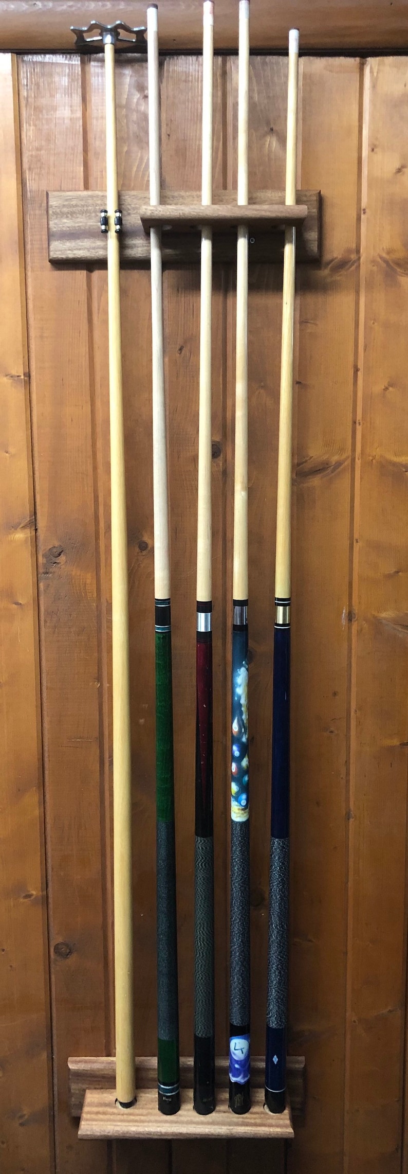 Solid Wood Pool cue rack / holder 4 cue plus bridge spot Etsy