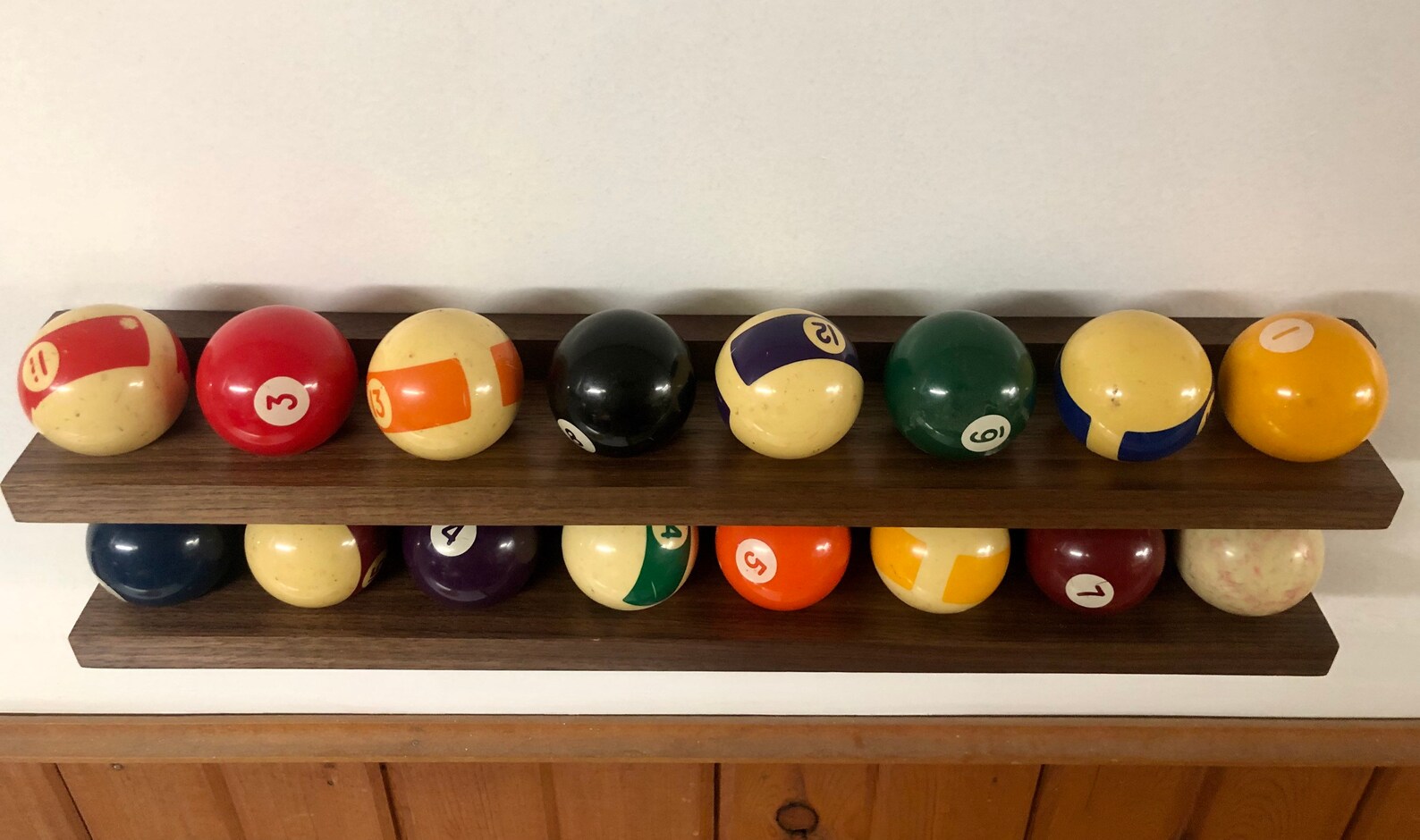 Pool ball storage shelf / billiard ball rack wall mount Etsy