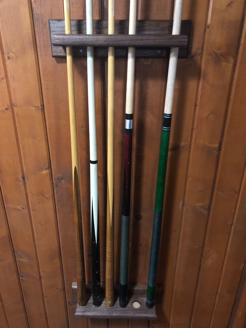 Solid Wood Pool cue rack / holder 6 cue wall mount oak Etsy
